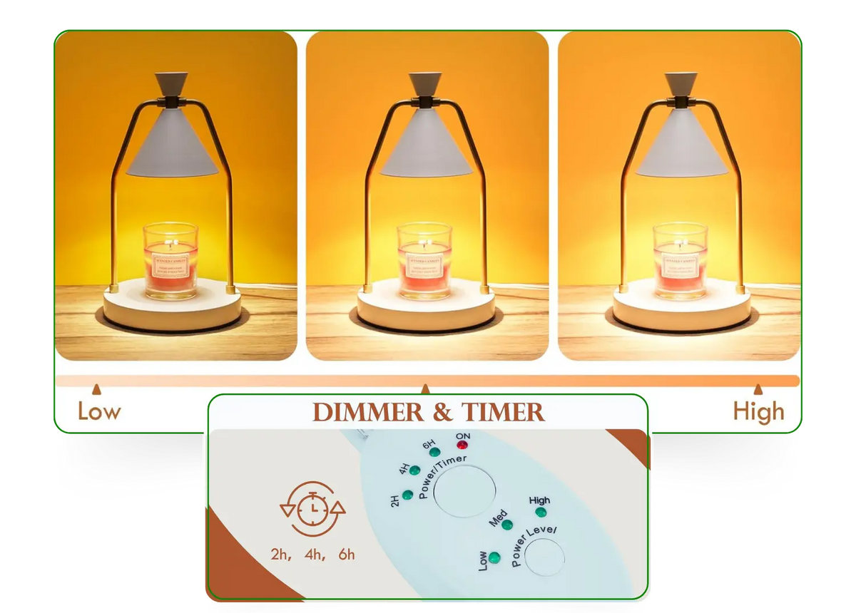 Dimmable candle warmer lamp with dimmer and timer