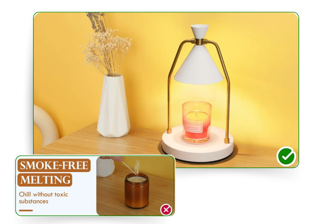 Smoke free dimmable candle warmer lamp