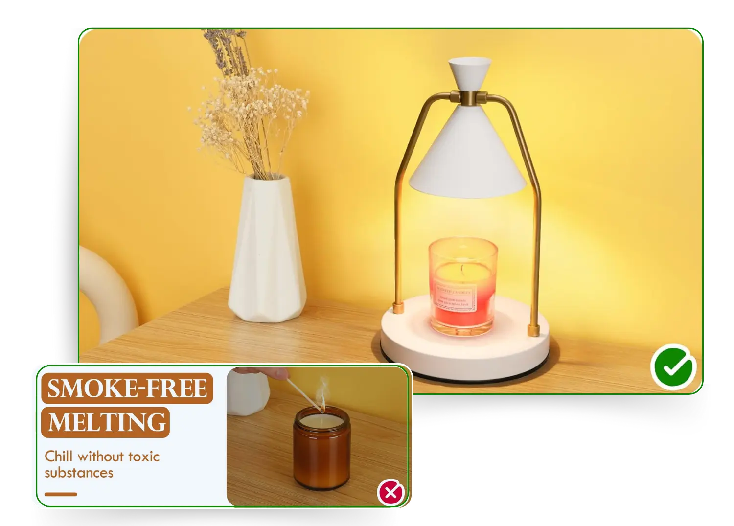 Smoke free dimmable candle warmer lamp