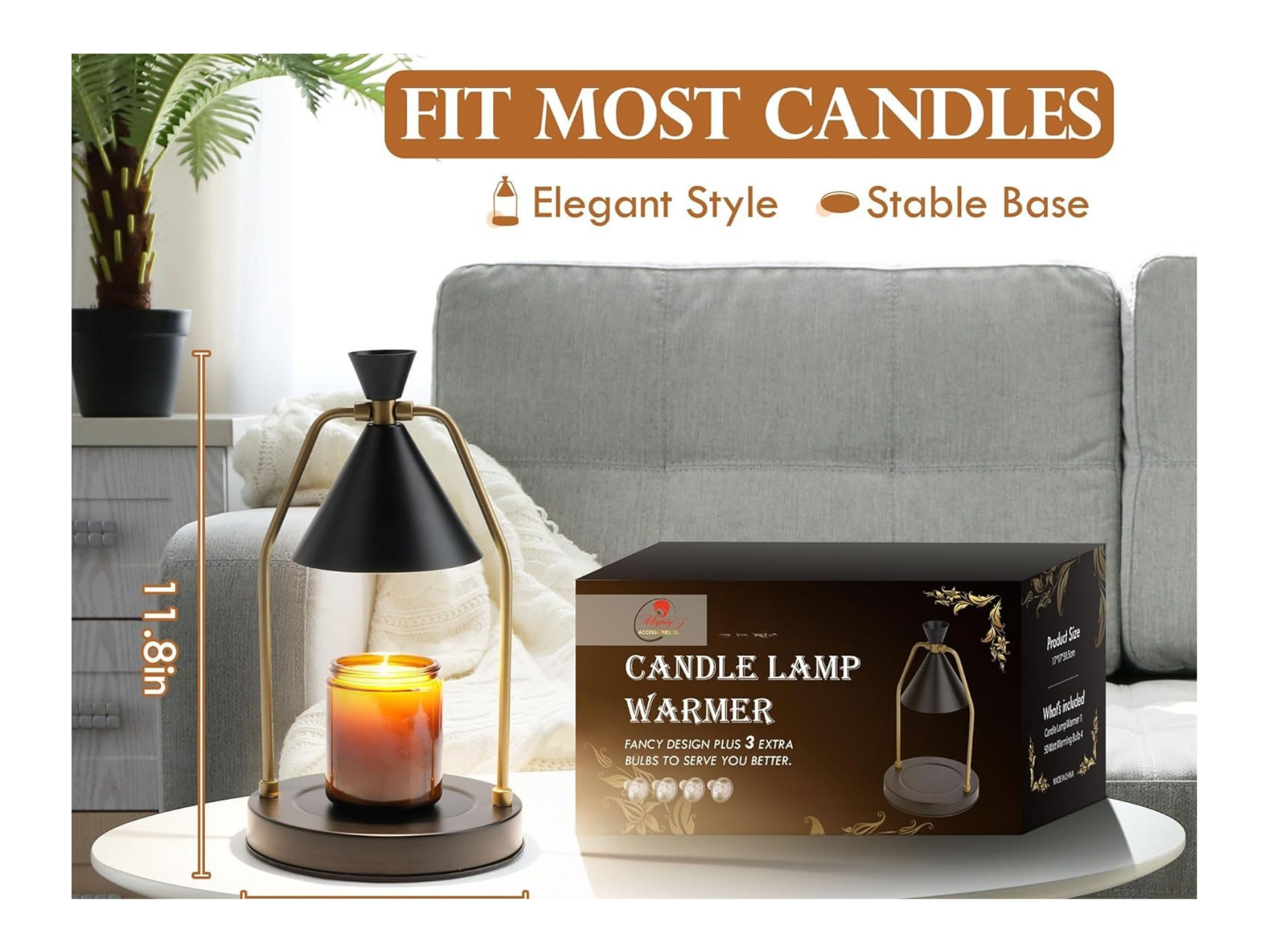 electric dimmable candle warmer lamp wth timer and free bulb